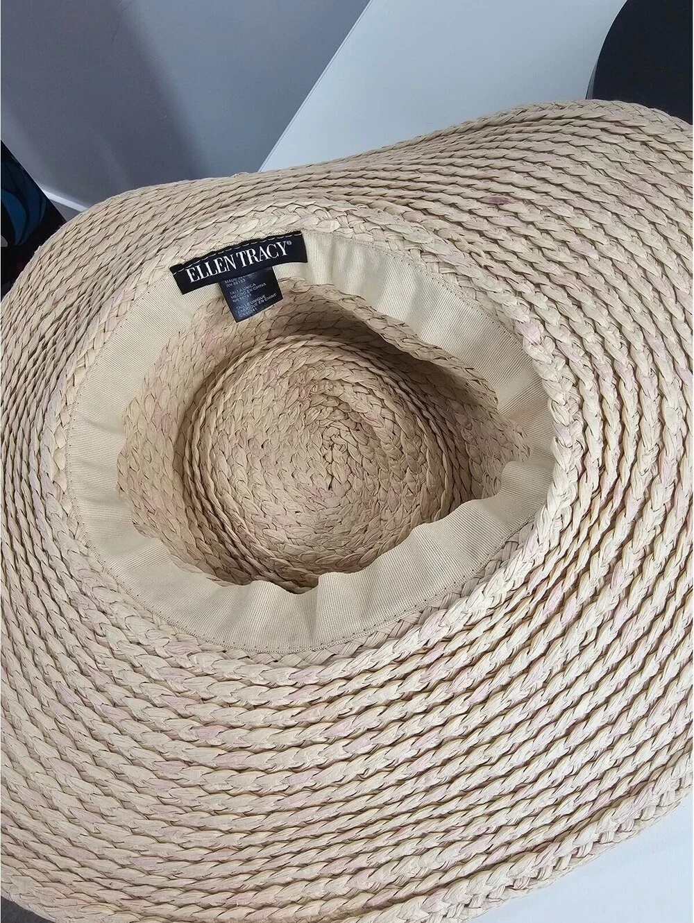 Ellen Tracy Wide Brim Straw Sun Hat